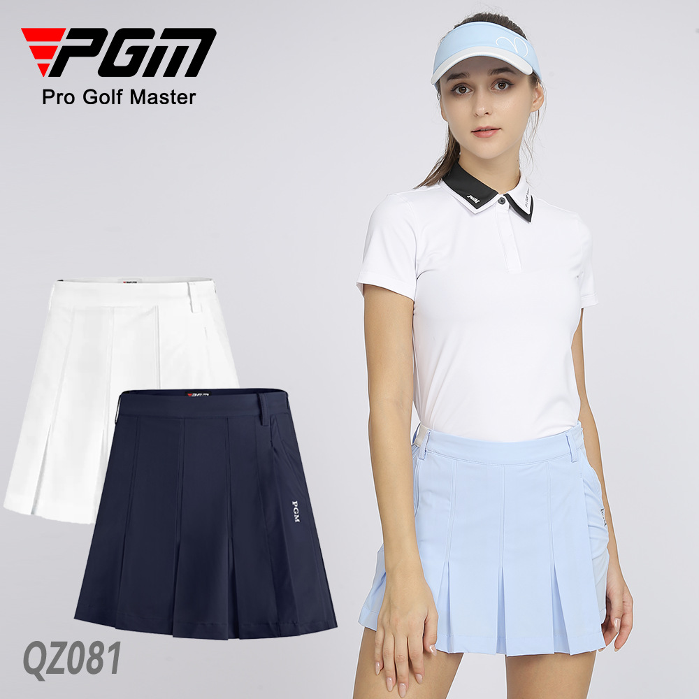 Váy xếp ly golf nữ co giãn thắt lưng mùa hè thu — Qz081-màu xanh nhạt, Qz081-màu Trắng, Qz081-màu xanh hải quân