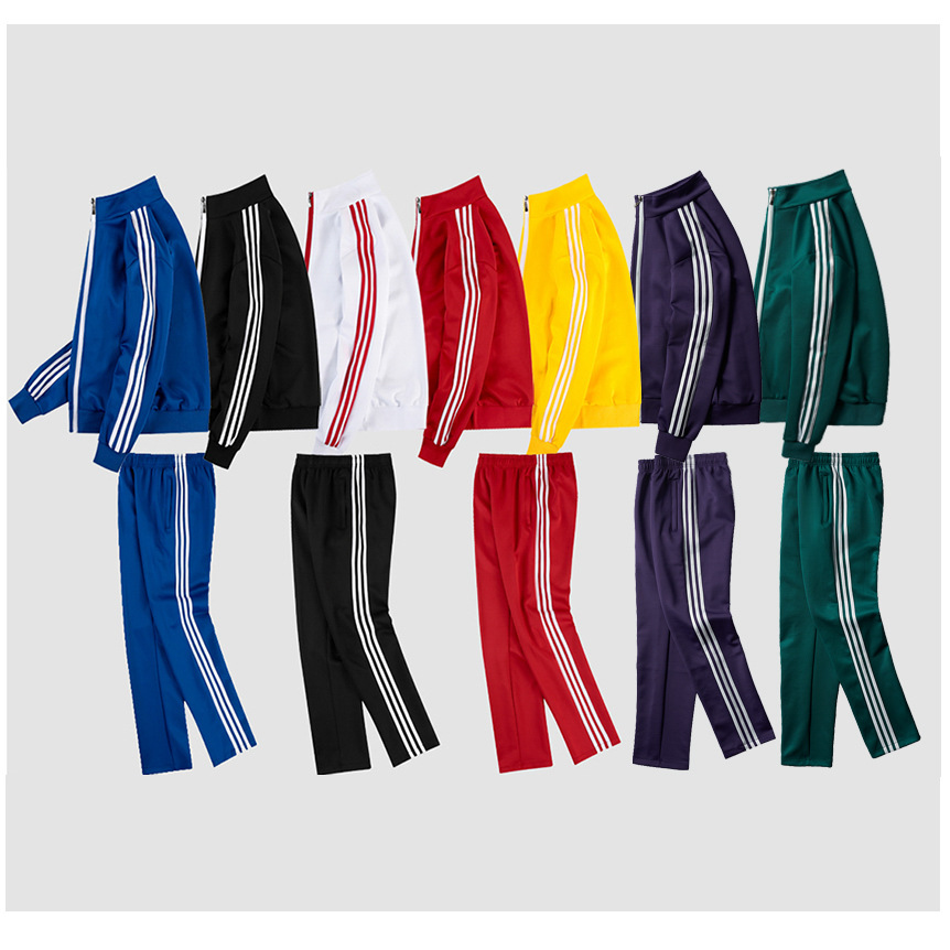 Primavera y otoño transfronterizos tres barras set de ropa deportiva casual hombres cardigans grandes camisetas deportivas uniformes escolares dos sets