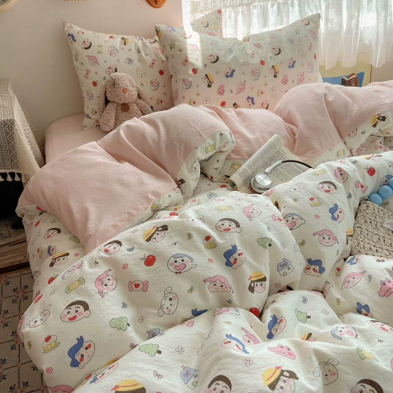 Брендовый хлопковый двуслойный комплект, чехол на пуховое одеяло, простыня для учащихся начальной школы, комплект из 4 предметов, комплект из 3 предметов