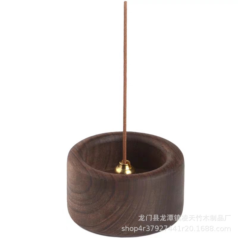 《跨境爆品》黑胡桃实木香插驱蚊家用底座檀香固定器沉香炉插香座|undefined