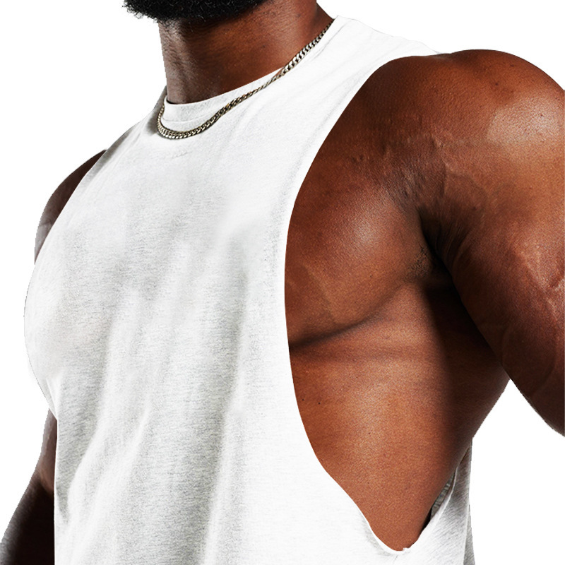 2024 Sommer Neues Fitness-Tanktop für Herren, einfarbig, sportlich, lässig, lockere Schulter-T-Shirt_voghion.com