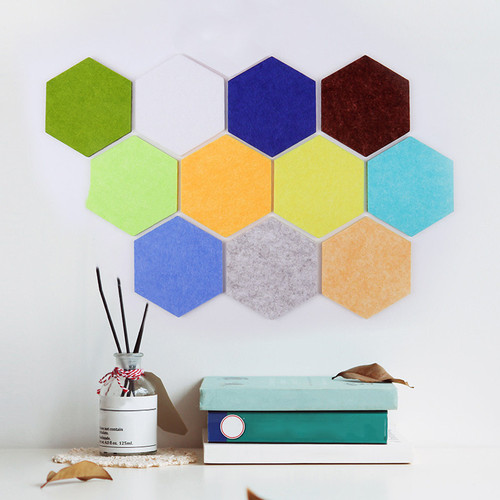 Cross-border felt hexagonal 3D stereoscopic message display board with interlocking hexagonal wool felt wall sticker self-adhesive