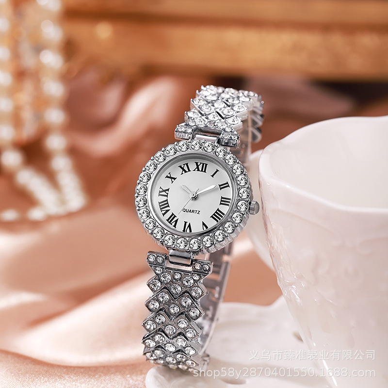 Cross-Border E-Commerce Hot-Selling Women's Watch, Fashionable and Luxurious Full-Diamond Watch, Niche Versatile Fashion Wristwatch, Quartz Watch