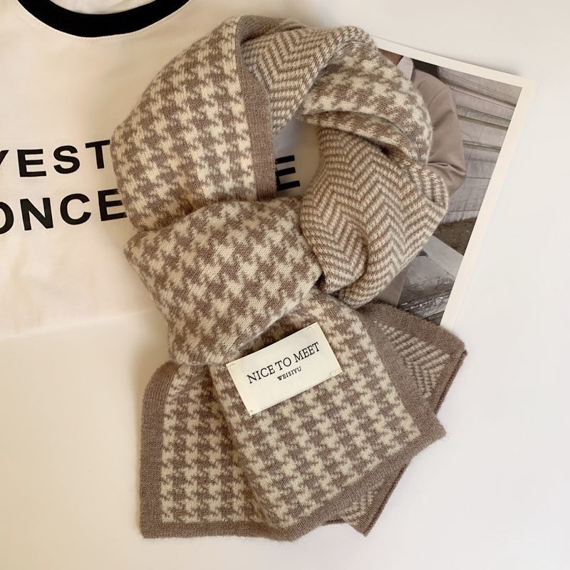 Scarf female winter new Korean version of the atmosphere of double-sided students cute warm thick knit high-grade neck