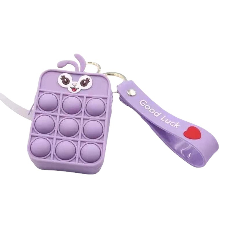 Spot Portable Cartoon Silicone Decompression Coin Purse Fruit Bubble Music Keychain Purse Rodent Control Pioneer Small Bag