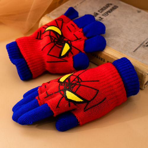 Spider-Man cartoon children's gloves for autumn and winter, warm and cute, suitable for boys and girls, kindergarten, writing, primary school students