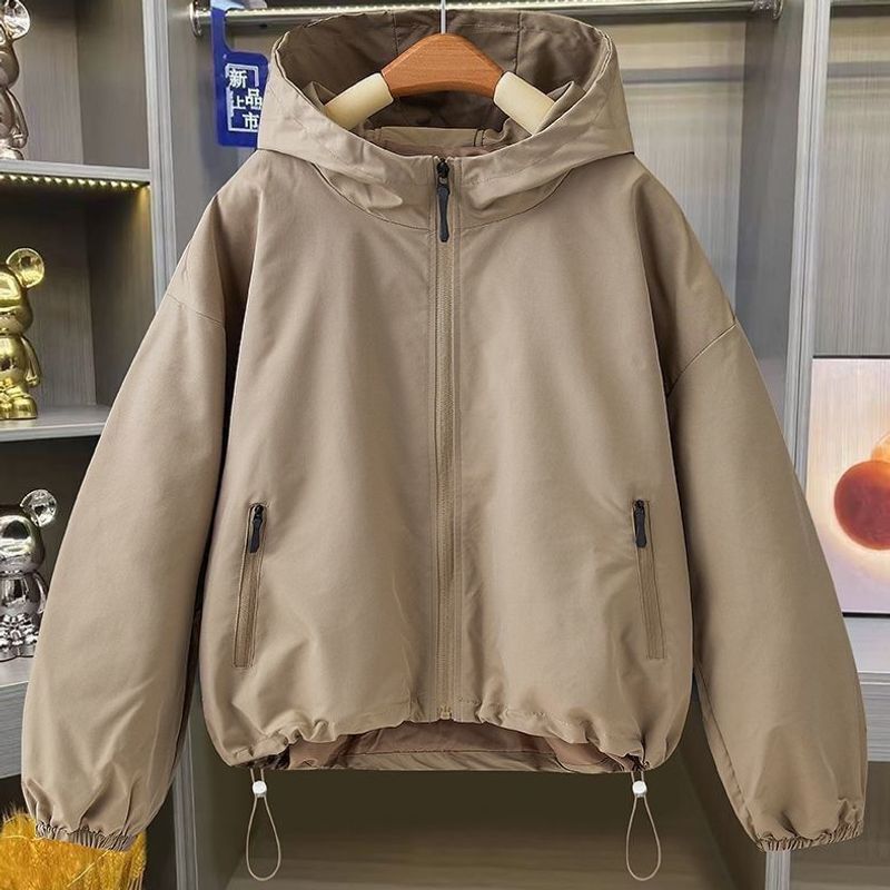 Casual Jacket for Women 2026 Spring and Autumn New Fashion Versatile Trendy Large Size Loose Hooded Short Jacket