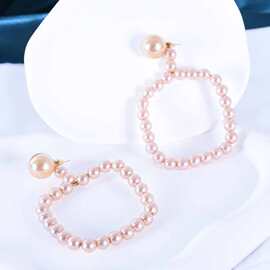 Earrings 日韩甜美淑女风软萌妹子 镂空几何圆形珍珠合金耳环耳坠