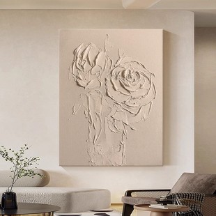 Original Hand-painted Oil Painting Solid Color Rose Porch Decorative Painting Modern Simple Living Room Background Wall Abstract Texture Hanging Painting