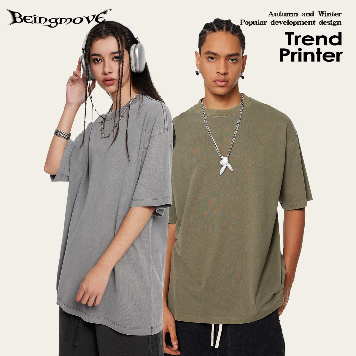 Adolescente suelta europea y americana 260g color sólido viejo hombre T calle color sólido suelta algodón camiseta manga corta hombres y mujeres