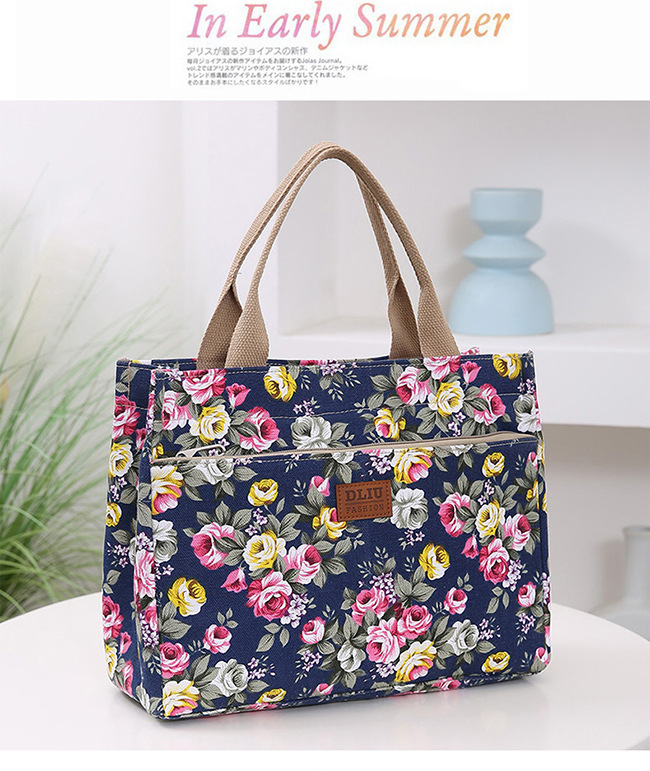 New Portable Canvas Large Bag Office Worker Tote Bag Ethnic Style Bag Large Capacity Document Bag