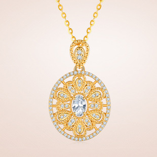 Manufacturer 18K Gold Diamond Necklace GIA Natural Diamond 30 Necklace Oval Women's Clavicle Chain