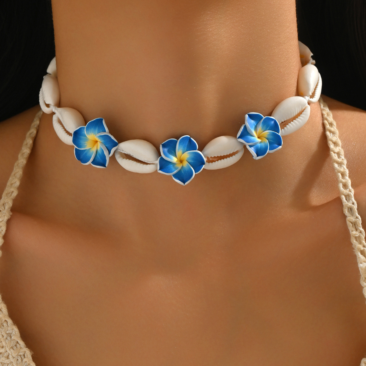Cruz-frontera tobillera nuevo estilo bohemio Concha anudada a mano de estilo bohemio de La Flor tejida cuerda tobillera al por mayor
