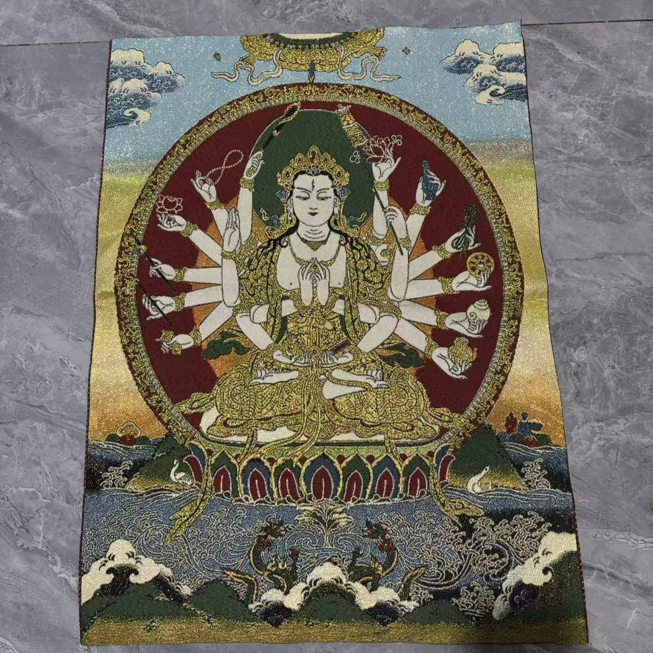 Tibetan Buddha painting core big black thangka living room hanging painting factory wholesale antique antique embroidery painting core ten phase free new