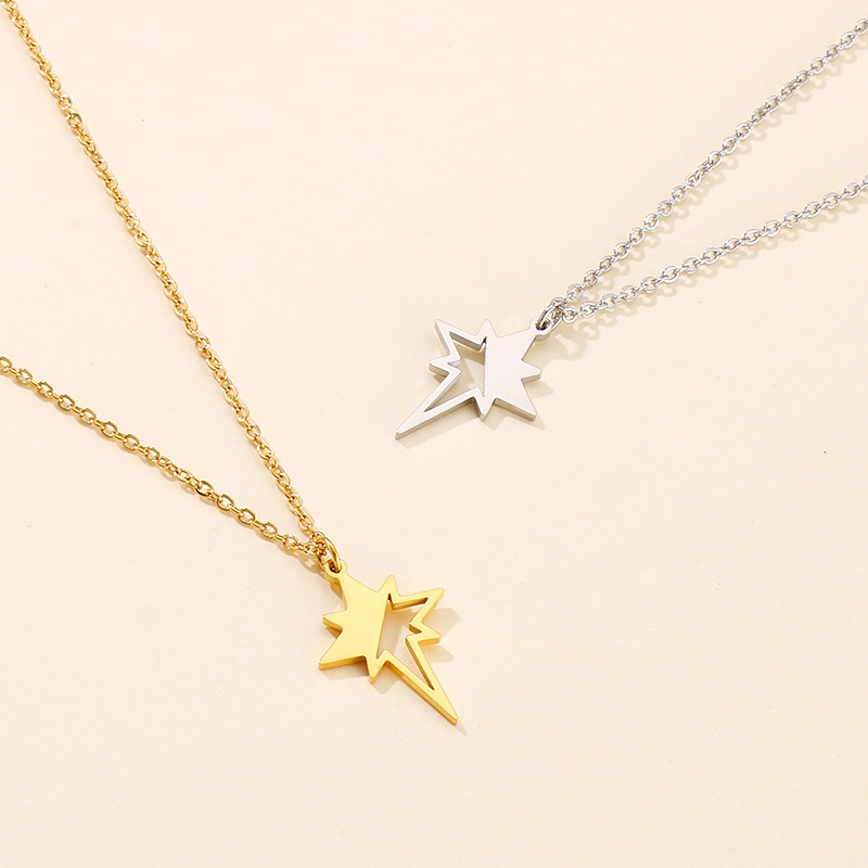 Earrings + Necklace Quantity PVD Coated 18K Gold Plated Lightning Stainless Steel Fashion Waterproof Non Tarnish Earrings Necklace
