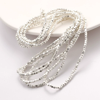 Zərgərlik ara hissələri – DIY beaded handmade materials - 16-dumb-silver-square-2mm-1