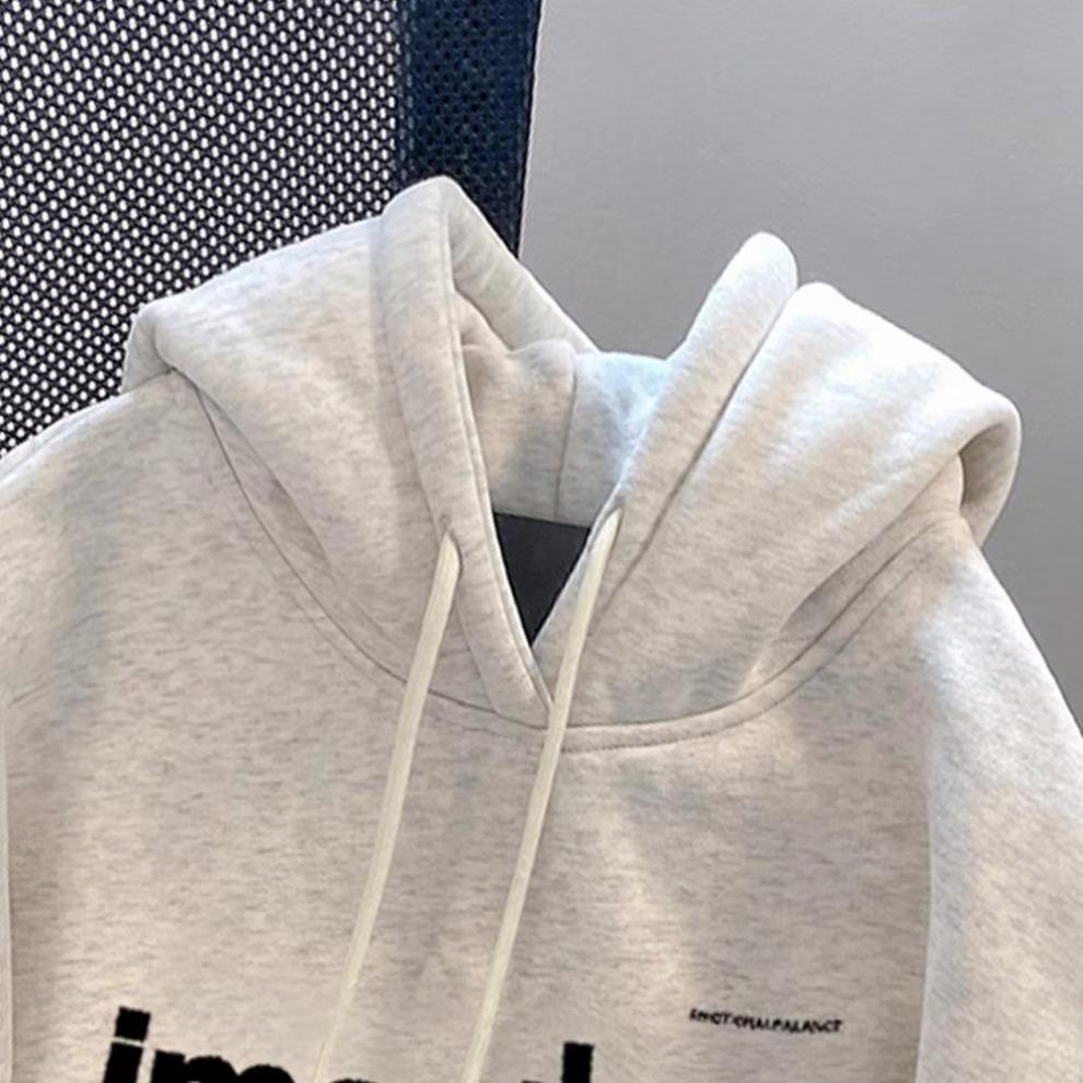 Herren Fleece Kapuzenpullover Oversize Herbst Winter Weißer Hoodie_voghion.com
