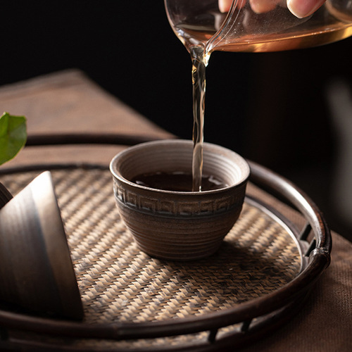 Rough pottery gilt tea cup ceramic Kung Fu tea set tea cup Pu'er single cup master cup personal cup handmade small tea bowl