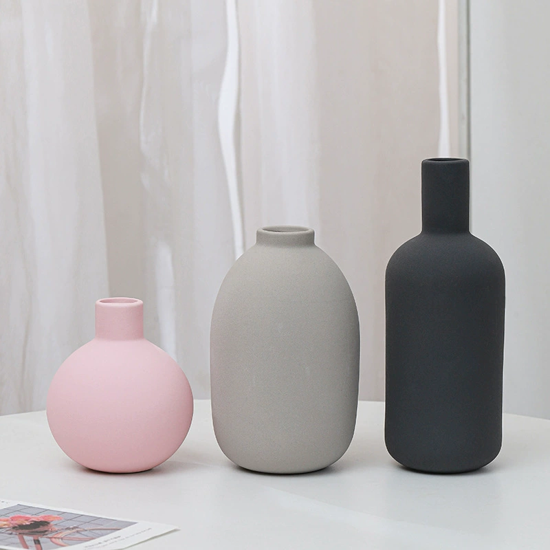 Скандинавская ваза керамическая матовая сухая цветочная ваза настольная офисная цветочная композиция украшения набор из трех частей трансграничной оптовой