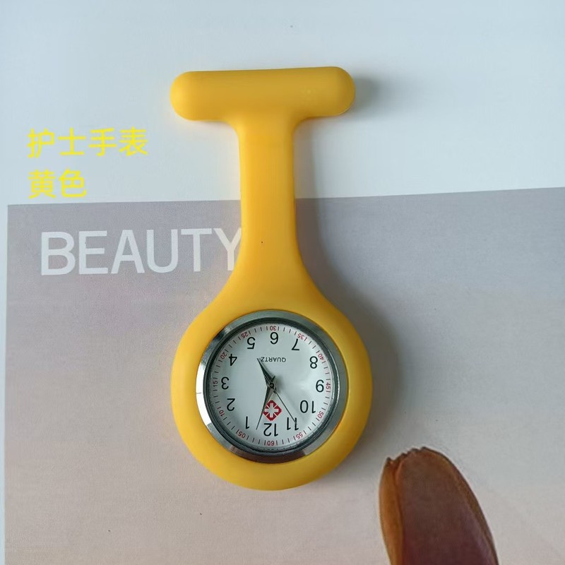 外贸硅胶护士表学生怀表别针挂表可定logo男女表T型果冻色表批发|undefined
