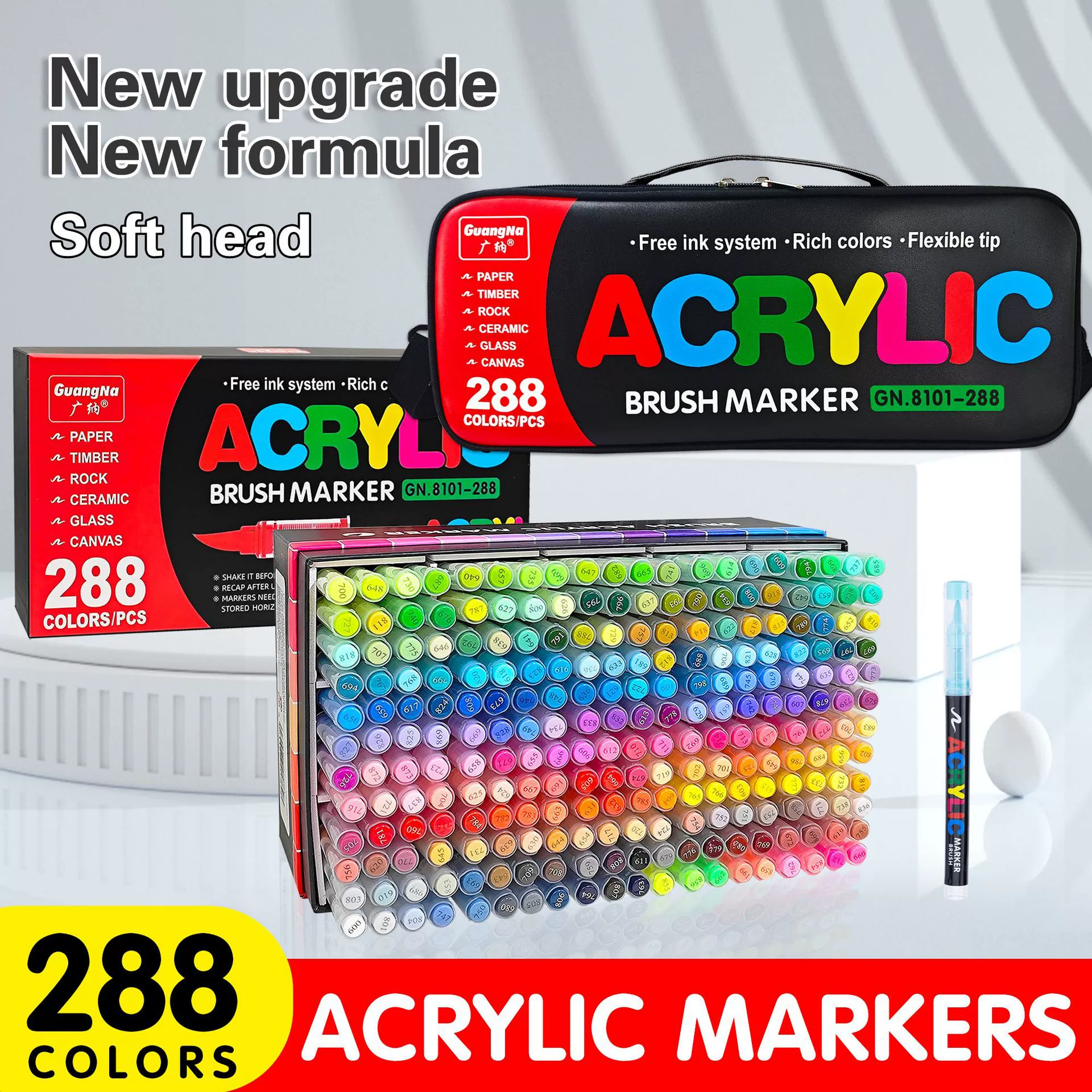 Гуаннер 8101 Прямой жидкий акриловый мягкий наконечник маркер 168 цветов Студенческая художественная живопись граффити набор карандашей