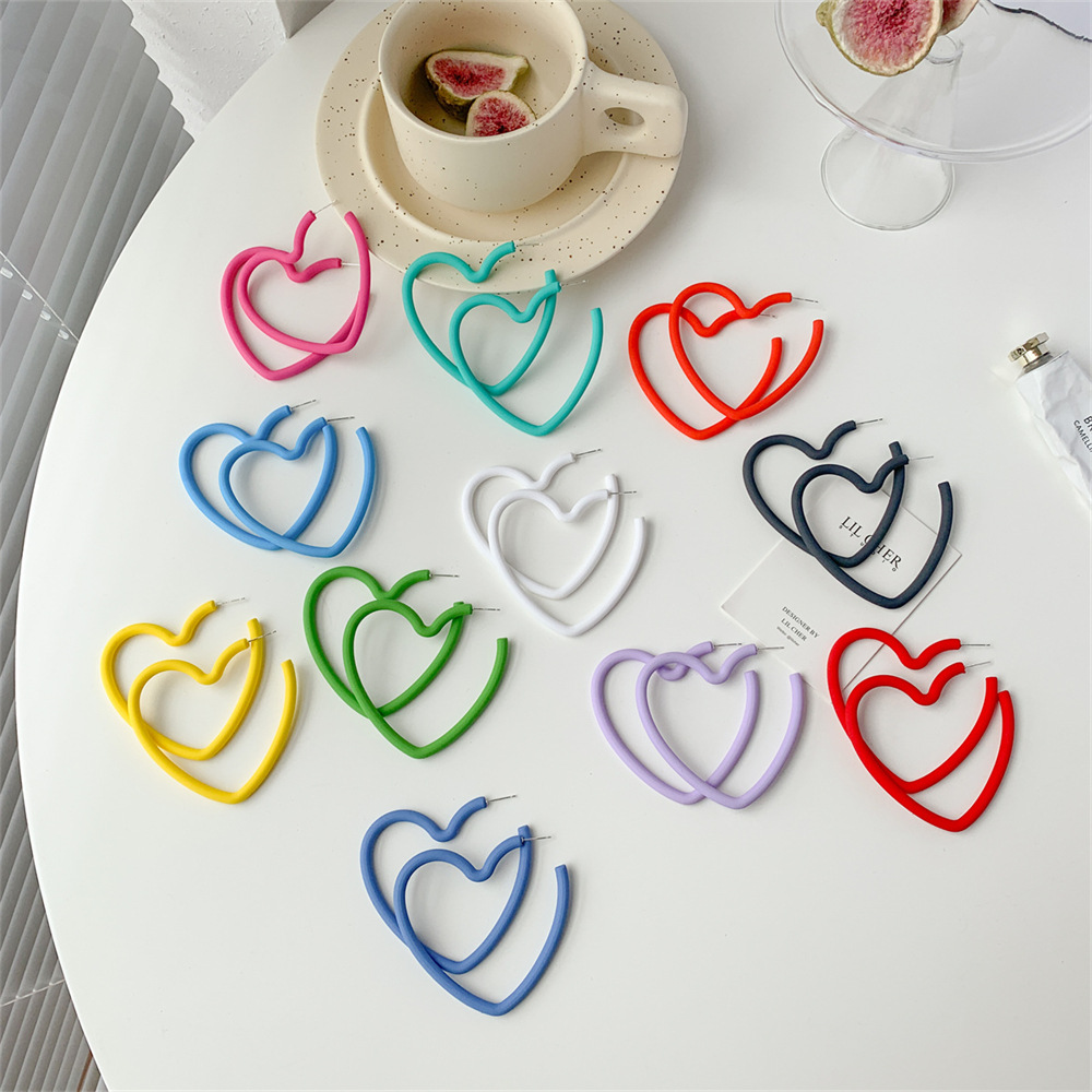 1 Pair Sweet Heart Shape Spray Paint Arylic Earrings display picture 1