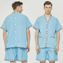 2021新款汗蒸服男款高档纯棉桑拿服洗浴中心男士全棉加肥加大浴服