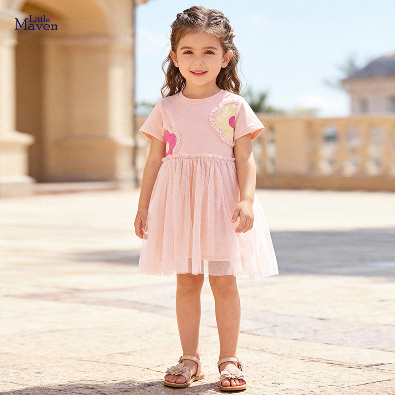 Little Maven European and American Summer Girls' Dresses Cute Mesh Kidsren's Princess Dresses Baby Skirts Wholesale