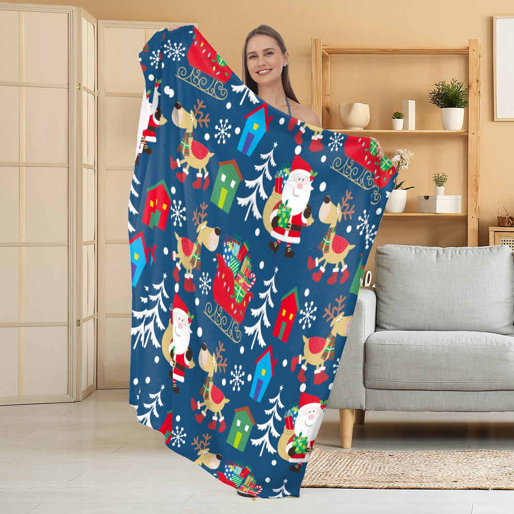 Manta de Franela Festiva con Estampado Navideño, Manta para Siesta, Manta para Aire Acondicionado, Manta Gruesa para Sofá, Manta para Dormitorio