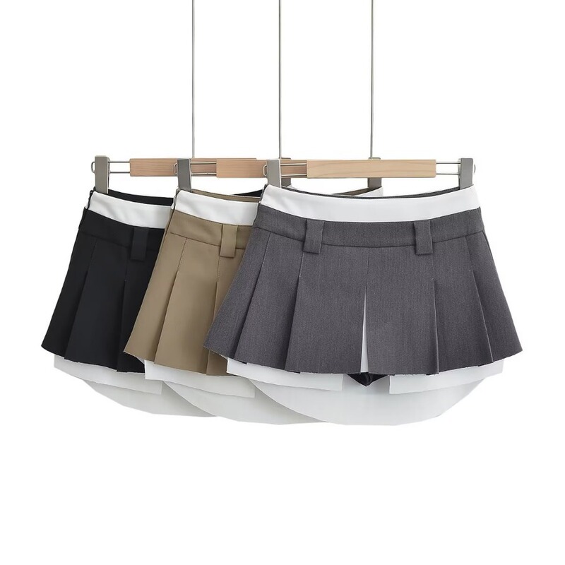 American Style Hot Girl Sexy High Waist Pleated Skirt Anti-running Light Design Sense Funny Pleated Skirt Fashion Skirt