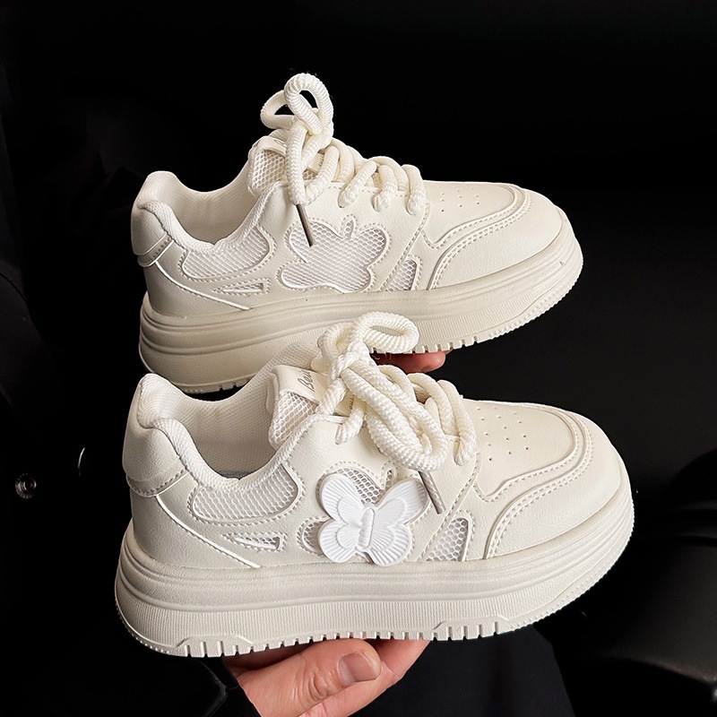 Atmungsaktive, weiße Mesh-Sneaker für Mädchen – leichte, rutschfeste Freizeitschuhe für Kleinkinder und Schulkinder_voghion.com