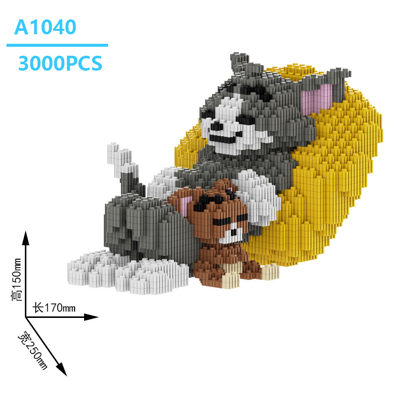 Rnf1040 sleeping cat and mouse + building block hammer