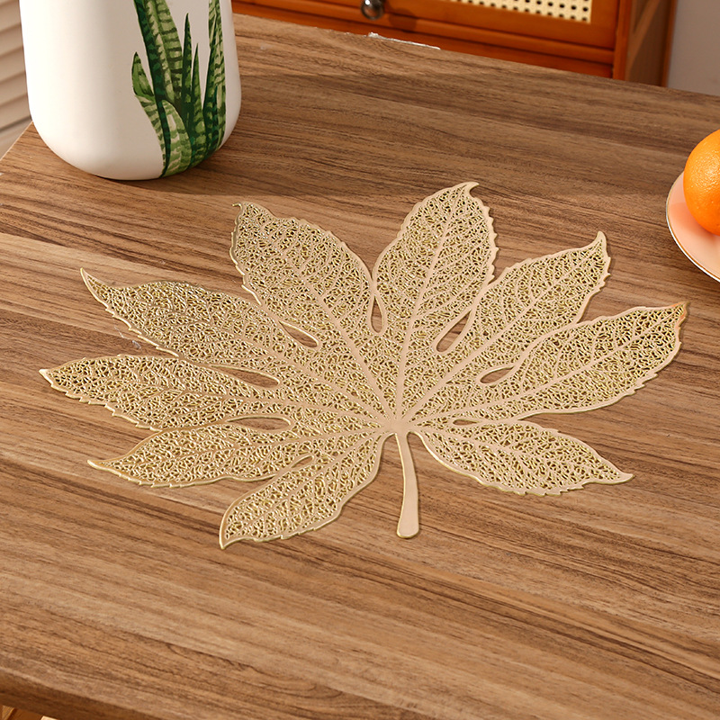 Amazon estilo francés imitación hojas de PVC almohadilla de café creativa alta sensación almohadilla de aislamiento térmico almohadilla de aislamiento térmico restaurante de lujo ligero