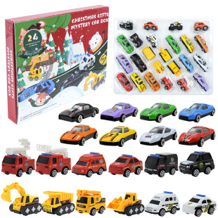 Children's Carpet Alloy Car Model Set Blind Box Pull-Back Alloy Fire Truck Police Car Engineering Vehicle Blind Box Trendy