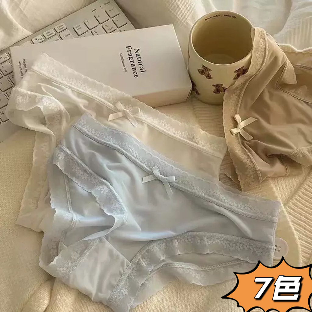 Summer Lace Ice Silk Ultra-Thin Mask Panties for Girls, Seamless Lace Trim Quick-Drying Women's Panties, Triangle Panties for Women