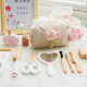 Korean Girl's Play Makeup Bag Wooden Artificial Makeup Toy suit Eyeshadow Powder Cake Lipstick Perfume Hair