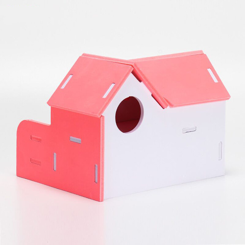 Hamster sleeping nest colorful small house wooden nest bear cub double-story environmentally friendly bungalow balcony villa hamster toys and supplies