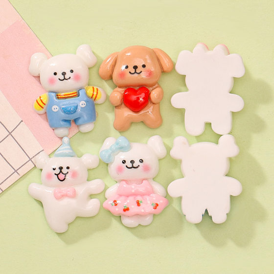 Cute Cartoon Line Puppy DIY Handmade Cream Glue Phone Case Keychain Hairpin Resin Jewelry Accessories