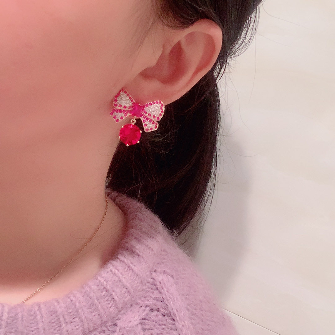 Fashion Candy Color Bow Stud Earrings display picture 2
