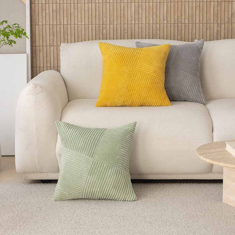 亚马逊新款灯芯绒纯色风车拼接抱枕套卧室床头靠垫客厅沙发靠枕套