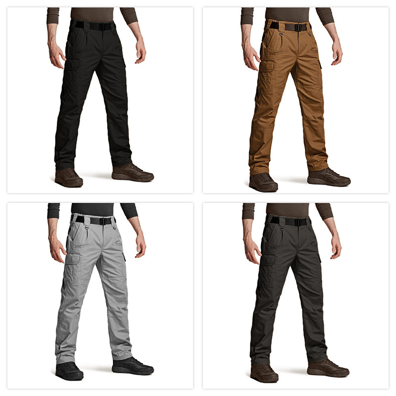 Cross-Border Popular Men's Cargo Pants, Tear-Resistant Waterproof Hiking Work Pants, Outdoor Multi-Pocket Military Tactical Pants