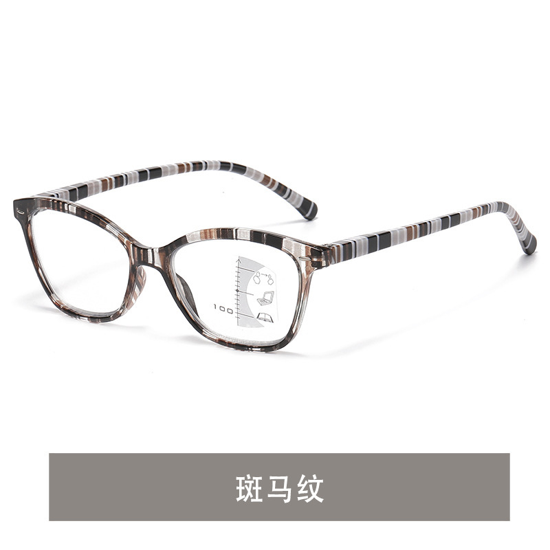 新型越境ファッションストライプ防ブルーライト多焦点老眼鏡女性ハイビジョン読書鏡優雅老眼鏡男|undefined