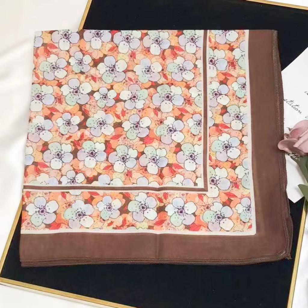 60g Weight Kerchief Classification Daily Occasion cotton and linen Material Flower Pattern Summer Season Women's Gender IG Style Style Women's IG Style Flower Cotton And Linen Kerchief 136