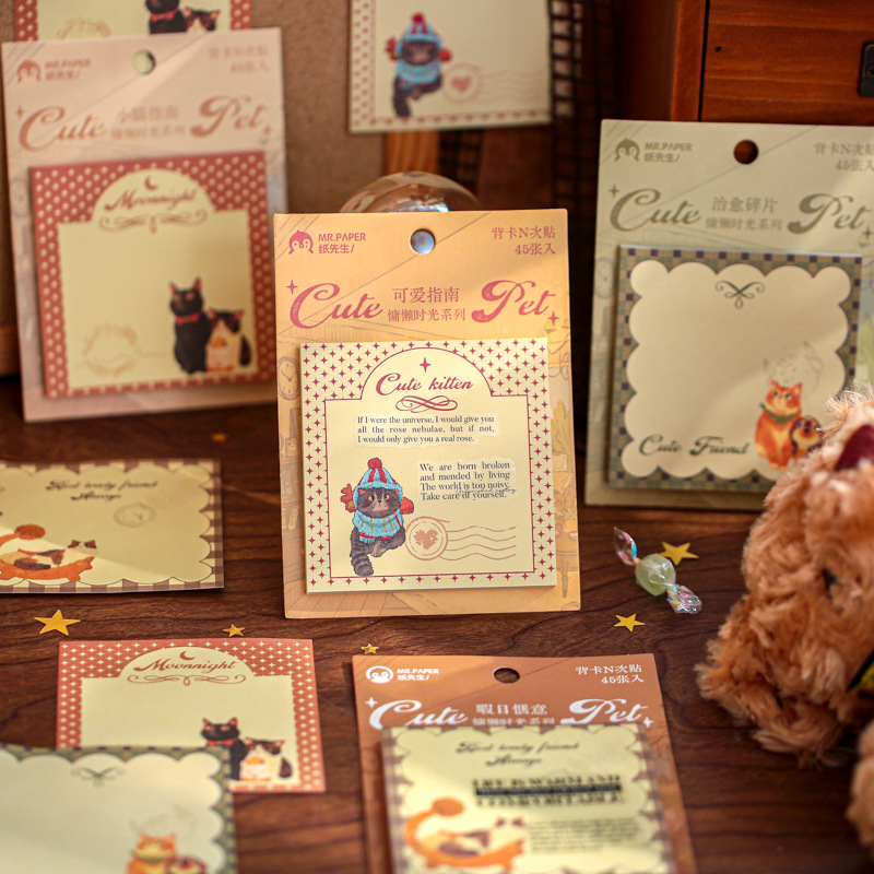 Mr. Paper tarjeta trasera n pegatinas de tiempo perezoso original ins estudiantes notas adhesivas notas adhesivas notas de oficina notas adhesivas