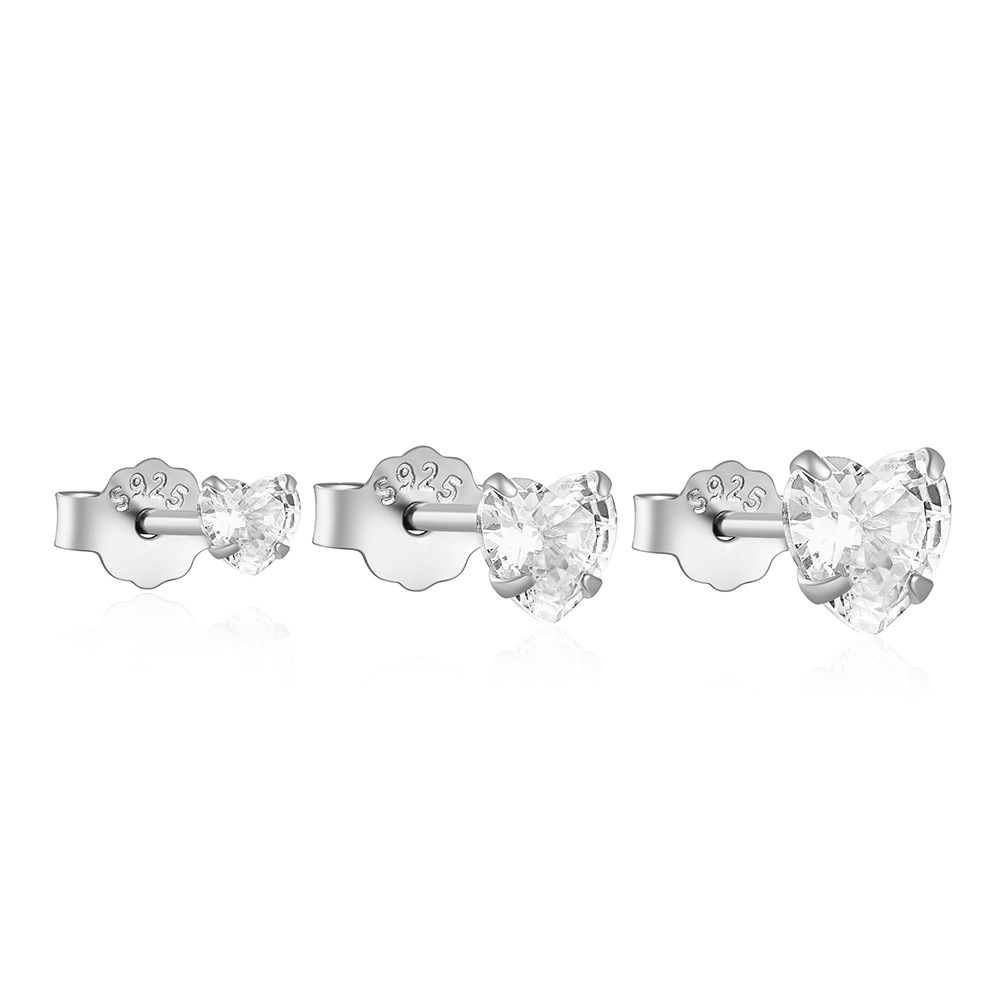 3g Weight Zircon Inlay Material Ear Studs Classification 3 Pieces Set Quantity Daily Occasion 925 Sterling Silver Material Geometric Pattern Women's Gender Plating, Inlay Design Simple Style Style 3 Pieces Set 925 Sterling Silver Zircon Geometric Ear Studs 37