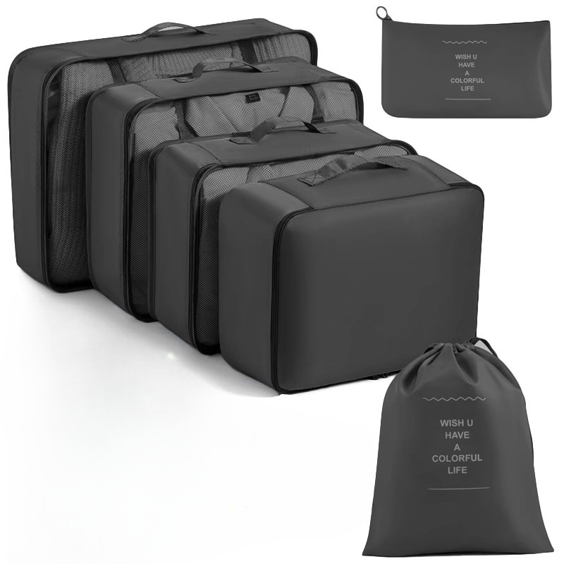 Juego de sarga de 7 piezas, equipaje, ropa, bolsa, bolsa de almacenamiento de gran capacidad, bolsa de lavado, bolsa de almacenamiento de viaje multiusos