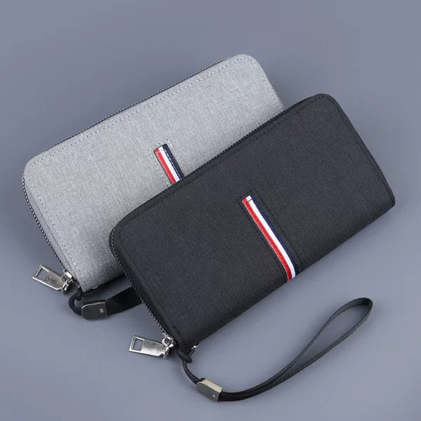 Canvas Hand Bag Men's Wrist Strap Men's Hand Bag Zipper Cloth Bag Carrying Strap Men's Long Wallet Men's Oxford Cloth