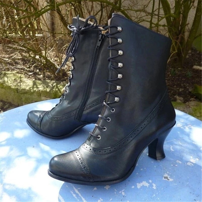2025 Foreign Trade European Station High-Heeled Large Size Women's British Style Boots Thick-Heeled Short Boots Mid-Calf Motorcycle Boots Women's Boots 2025 Foreign Trade European Station High-Heeled Large Size Women's British Style Boots Thick-Heeled Short Boots Mid-Calf Motorcycle Boots Women's Boots