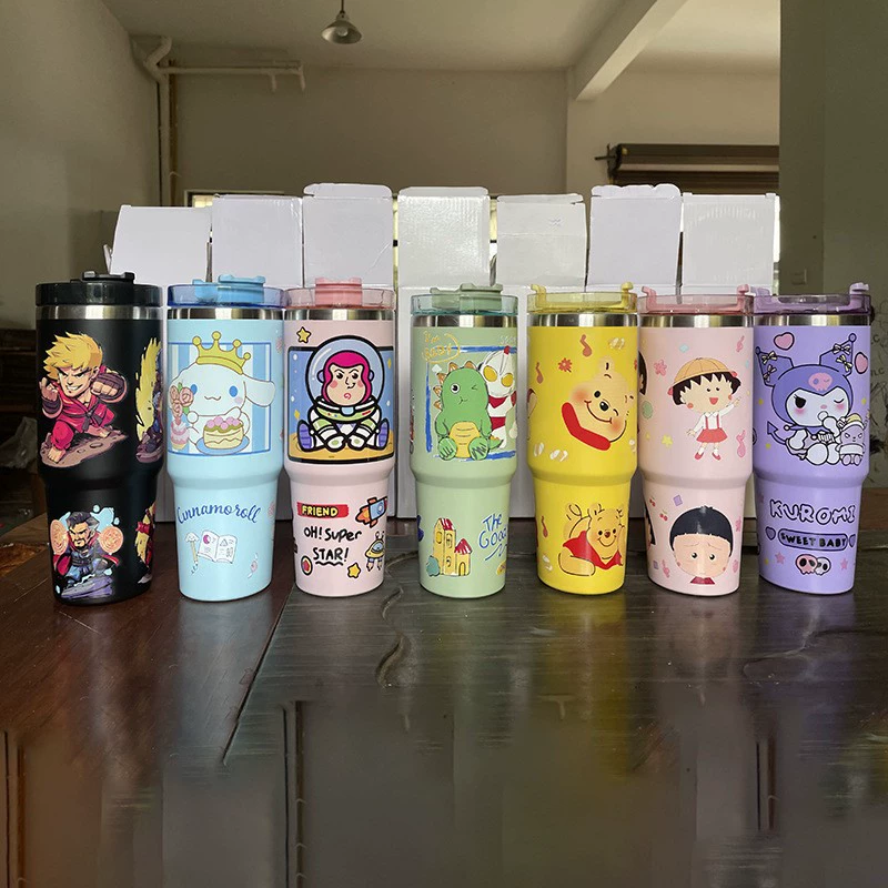 Термос-вакуум 30 oz с мультяшным рисунком, нержавеющая сталь AISI 304, двойные стенки