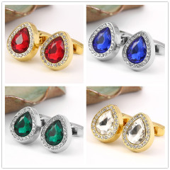 Bestselling Cross-Border New Men's Fashion Cufflinks Fashion French Diamond-Encrusted Crystal Cufflinks with Dripping Flashy Red Crystals